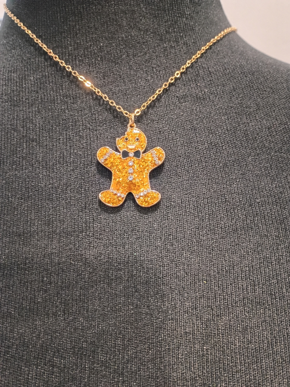 Kohl's Gold-Tone Gingerbread Man Crystal Pendant Necklace